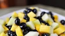 Honeydew, Blueberry and Mango Salad with Lime-Ginger Reduction