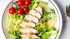 Keto Caesar Salad with Grilled Chicken and Caesar Dressing