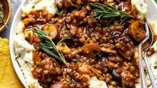 Lentil and Mushroom Stew over Potato-Parsnip Mash