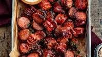 Mustard Hasselback Kielbasa Bites