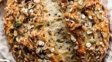 No Knead Seeded Oat Bread