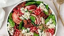 Pomegranate Spinach Salad with Apples & Goat Cheese