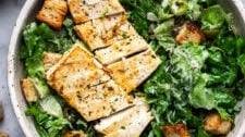 Ridiculously Easy Vegan Caesar Salad Recipe with Lemon Tofu