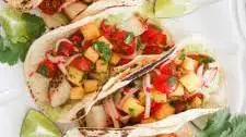 Seared Scallop Tacos with Spring Mango Salsa and Avocado Cream