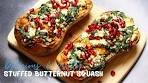 Seasonal butternut squash| stuffed with feta and spinach