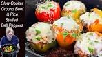 SLOW COOKER Ground Beef & Rice STUFFED BELL ...