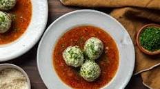 Spinach and Feta Gnudi in Mushroom-Saffron Broth