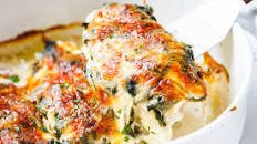 Spinach Chicken Casserole with Cream Cheese and Mozzarella