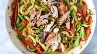 Thai Drunken Zucchini Noodles with Spicy Honey Chicken