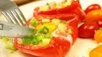 Baked Bell Pepper Filled With Cheese, Ham And Eggs