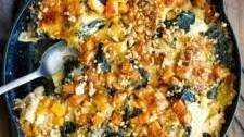 Baked Rigatoni with Butternut Squash, Kale, Sage and Pecans