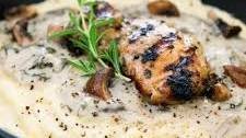Chicken and Grits with a Rich Cream Sherry Sauce