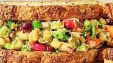 Chickpea Salad Sandwich with Fresh Veggies and Herbs
