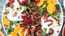 Christmas Kale Salad with Fennel, Pomegranate, Oranges and Spiced Pecans