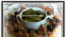 Easy Olive, Cheese and Summer Sausage Skewers