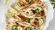 Grilled Salmon Tacos with Avocado Crema
