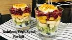 Rainbow fruit salad parfait / fruit salad parfait for kids