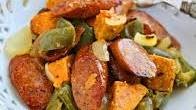 Roasted Sausage, Peppers and Sweet Potatoes