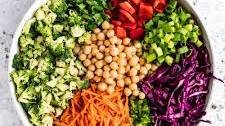 Spicy Cashew Chickpea Broccoli Salad with Ginger Peanut Dressing