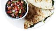 Spinach and feta quesadillas with tomato salsa