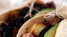 Tacos with Spinach, Mushroom, Potato and Caramelized Onions