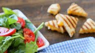 Tomato-Basil Soup with Grilled Cheese Croutons