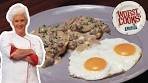 Anne Burrell's Eggs & Biscuits with Sausage-Mushroom Gravy ...