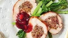 Brie, walnut and cranberry stuffed turkey breast