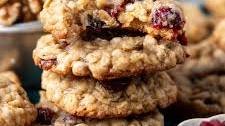 Chewy Oatmeal Cranberry Walnut Cookies