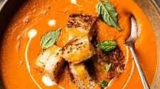 Classic Tomato Soup with Grilled Cheese Croutons