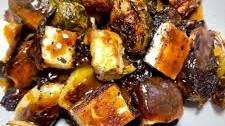 Glazed Roasted Brussel Sprouts & Crispy Tofu