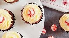 Hot Cocoa Cupcakes with Peppermint Whipped Cream Frosting