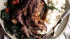 Maple Bourbon Braised Short Ribs with Caramelized Shallot and Black Pepper Mashed Potatoes