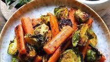 Maple Glazed Carrots and Roasted Brussel Sprouts