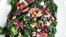 Massaged Kale Salad Topped With Blood Orange and Pomegranate