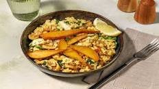 Oven-Baked Brie & Mushroom Risotto with Caramelised Pears & Silverbeet