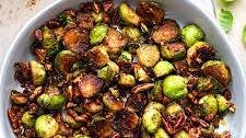 Pan Fried Maple Pecan Brussels Sprouts