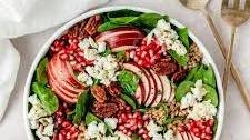 Pomegranate Spinach Salad with Apples & Goat Cheese