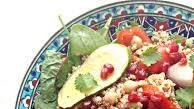 Roasted Vegetable & Quinoa Salad with a pomegranate and balsamic dressing