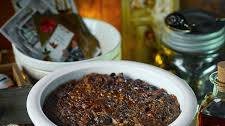Rum and plum Christmas pudding