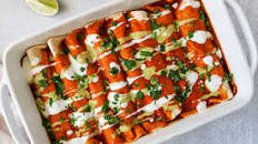 Spicy Sweet Potato and Pinto Bean Vegan Enchiladas Recipe