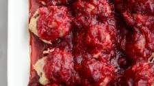 Turkey Cranberry Meatballs with Cranberry, Orange and Maple Glaze