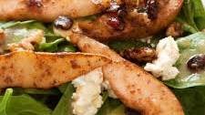 Warm Spinach Salad with Cumin Spiced Pears, Walnuts, Cranberries and Goat Cheese