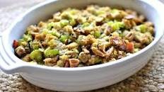 Bacon, Leek Stuffing with Sage and Pecans