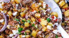 Beef and Potato Hash with Red Pepper and Feta