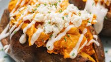 Buffalo Chicken Stuffed Sweet Potatoes