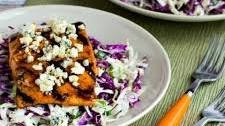Buffalo Salmon with Blue Cheese Slaw