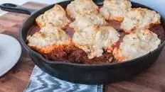 Chili Pot Pie with Cheddar Drop Biscuits