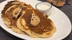 Chocolate Chip Cookie Pancakes with Creamy Milk Dip