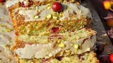 Cranberry Pistachio Bread with Orange Glaze